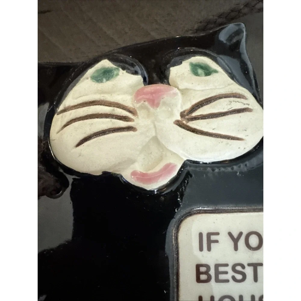 Smoky Mountain Pottery Cats Sculpted Wall Hanging Set Of 2 Orange Black